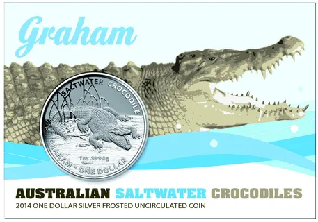 1 Unze Silbermünze Australien Salzwasser Krokodil Graham frosted 2014 in Blister