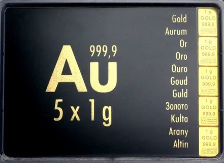 5 x 1g Gold Combibarren / Goldtafel / Tafelbarren