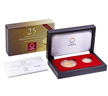 1,25oz Goldmünzenset Wiener Philharmoniker 2014 polierte Platte - 25 Jahre