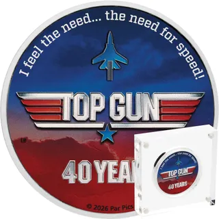 1 Unze Silbermünze Tuvalu 40 Jahre Top Gun - coloriert