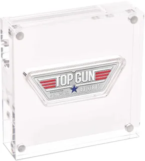 1 Unze Silbermünze Tuvalu 40 Jahre Top Gun Logo - coloriert