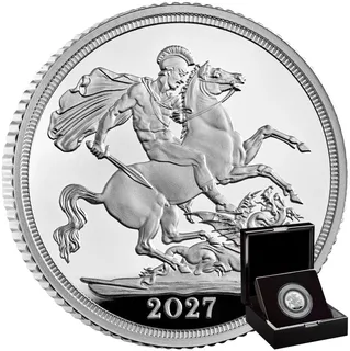 1 Pfund Silbermünze Sovereign King Charles 2027 - polierte Platte