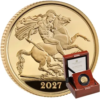 1/2 Pfund Goldmünze Sovereign King Charles 2027 - polierte Platte
