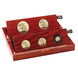 Sovereign King Charles 2027 Goldmünzen - polierte Platte - Five-Coin-Set