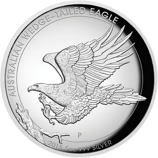 5 Unzen Silbermünze Australien Wedge Tailed Eagle 2015 High Relief - polierte Platte