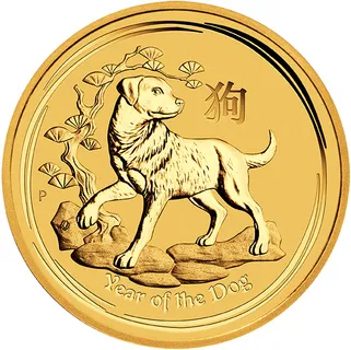 1 Unze Goldmünze Australien Lunar II Hund 2018
