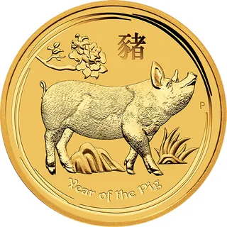 2 Unzen Goldmünze Australien Lunar II Schwein 2019