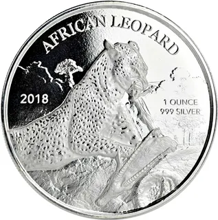 1 Unze Silbermünze Afrika Ghana Leopard 2018