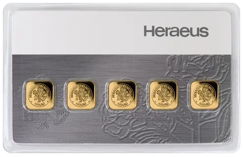 5 Gramm Goldbarren Heraeus Multicard