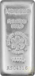 1 Kilogramm Silberbarren Heraeus