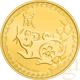 1 Unze Goldmünze Niue Lunar Ratte 2020