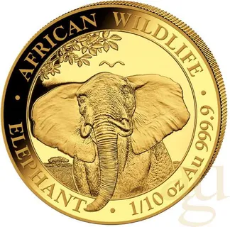 1/10 Unze Goldmünze Somalia Elefant 2021