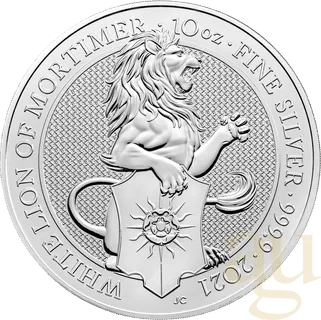 10 Unzen Silbermünze Queens Beasts White Lion 2021