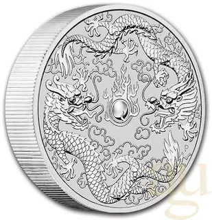 10 Unzen Silbermünze Australien Double Dragon 2021