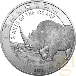 1 Kilogramm Silbermünze Giganten der Eiszeit - Wollnashorn 2021