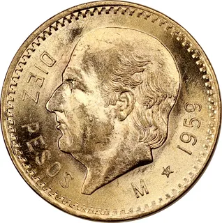 10 Diez Pesos Goldmünze Mexiko Hidalgo