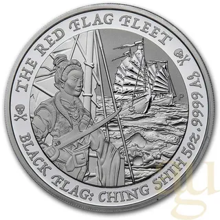 5 Unzen Silbermünze Tuvalu - Black Flag - The Red Flag Fleet 2021