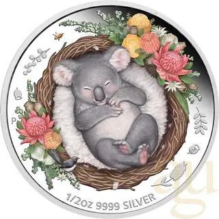 1/2 Unze Silbermünze Australien Dreaming Down Under - Koala 2021 - proof color