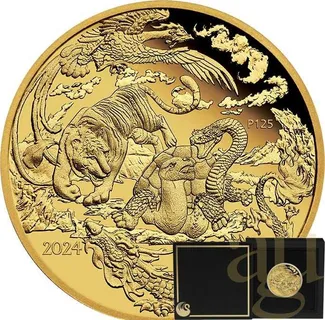 1 Unze Goldmünze Australien Chinese Myths and Legends Four Guardians 2024 - polierte Platte