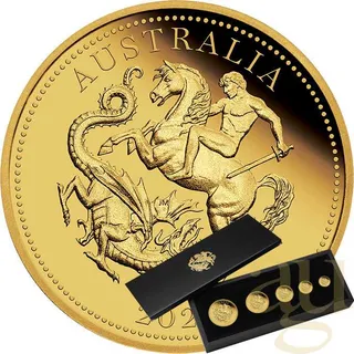 The Perth Mint 125 Jahre Australian Sovereign 2024 Goldmünzen - polierte Platte - Five Coin Set