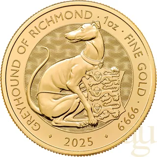 1 Unze Goldmünze Tudor Beasts Greyhound 2025