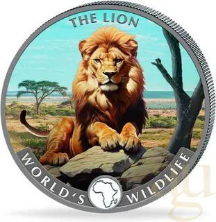 1 Unze Silbermünze Kongo World´s Wildlife - Löwe 2025 - coloriert