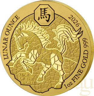 1 Unze Goldmünze Ruanda Lunar Pferd 2026