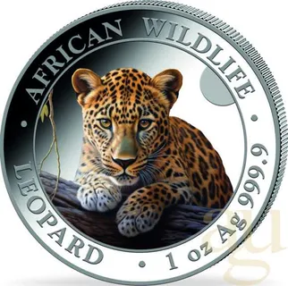 1 Unze Silbermünze Somalia African Wildlife Leopard 2025 - coloriert