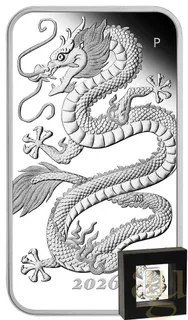 1 Unze Silbermünze Perth Mint Rectangular Dragon 2026 - polierte Platte
