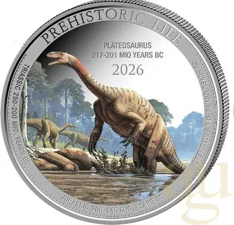 1 Unze Silbermünze Prehistoric Life II - Plateosaurus 2026 coloriert