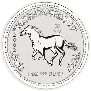 1/2 Unze Silbermünze Australien Lunar I Pferd 2002