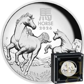5 Unzen Silbermünze Australien Lunar III Pferd 2026 polierte Platte - High Relief