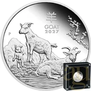 1/2 Unze Silbermünze Australien Lunar III Ziege 2027 - polierte Platte