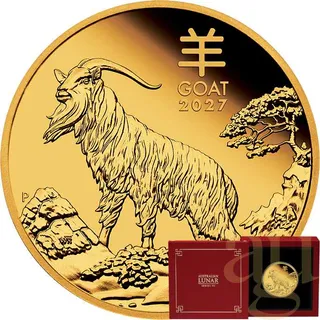 1 Unze Goldmünze Australien Lunar III Ziege 2027 - polierte Platte