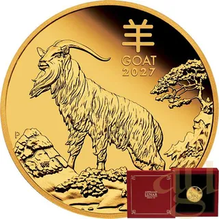 1/4 Unze Goldmünze Australien Lunar III Ziege 2027 - polierte Platte