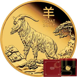 1/10 Unze Goldmünze Australien Lunar III Ziege 2027 - polierte Platte