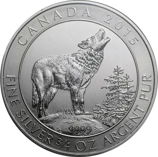 3/4 Unze Silbermünze Kanada - Grauwolf 2015