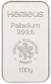 100 Gramm Palladiumbarren Heraeus