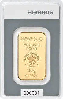 20 Gramm Goldbarren Heraeus