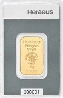 10 Gramm Goldbarren Heraeus