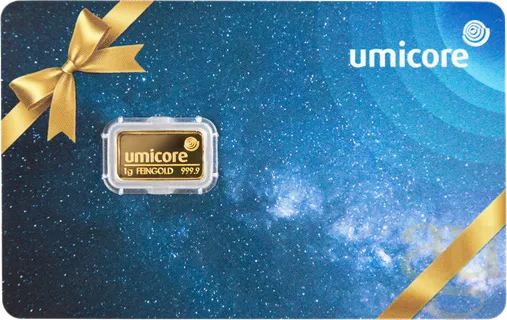 1 Gramm Goldbarren Umicore Geschenkkarte