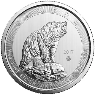 10 Unzen Silbermünze Kanada Grizzly 2017