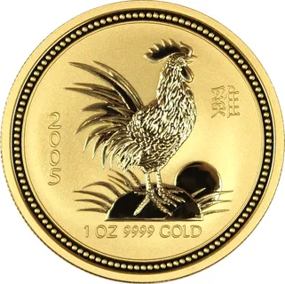 1/10 Unze Goldmünze Australien Lunar I Hahn 2005