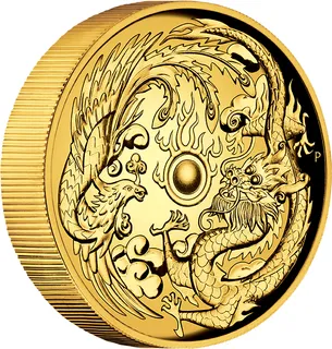 2 Unzen Goldmünze Australien Drache & Phönix 2017 - High Relief - polierte Platte
