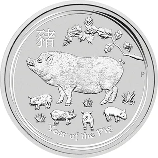 1 Unze Silbermünze Australien Lunar II Schwein 2019