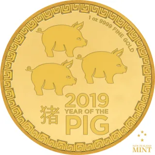 1 Unze Goldmünze Niue Schwein 2019