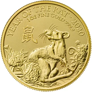 1 Unze Goldmünze Lunar UK Ratte 2020