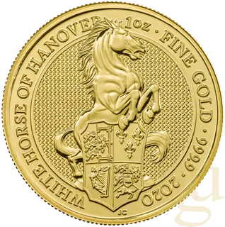 1 Unze Goldmünze Queens Beasts White Horse 2020