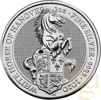 2 Unzen Silbermünze Queens Beasts White Horse 2020