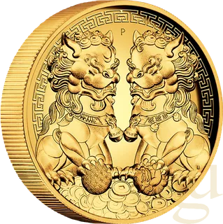 2 Unzen Goldmünze Australien Double Pixiu 2020 - High Relief - polierte Platte